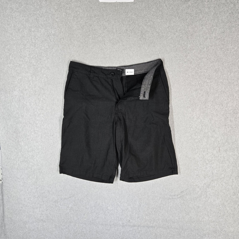 O'Neill Men Shorts 32 Black Plaid Chino Logo 11.5" Inseam Skater Y2K